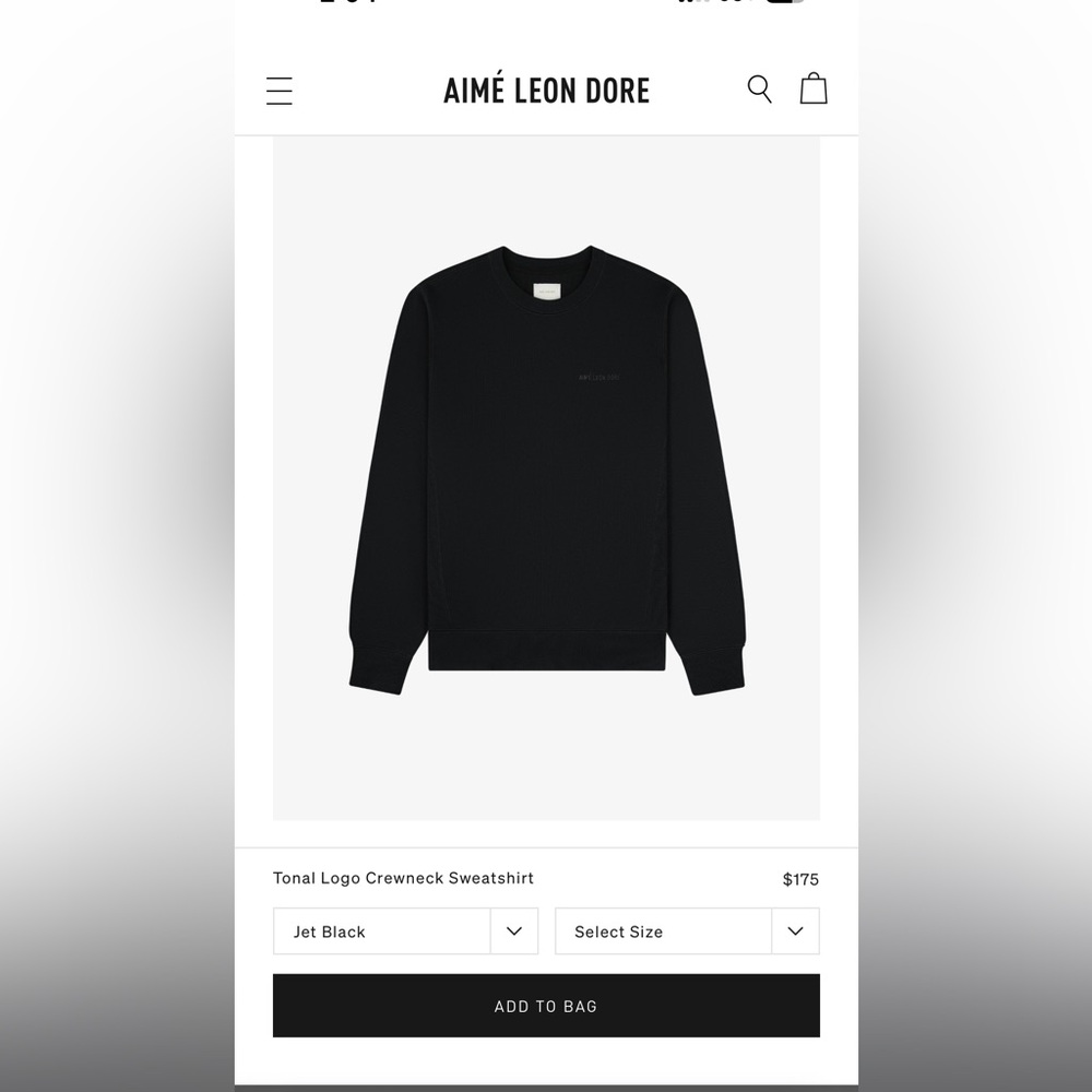 Aimé Leon Dore Tonal Logo Black Sweatshirt